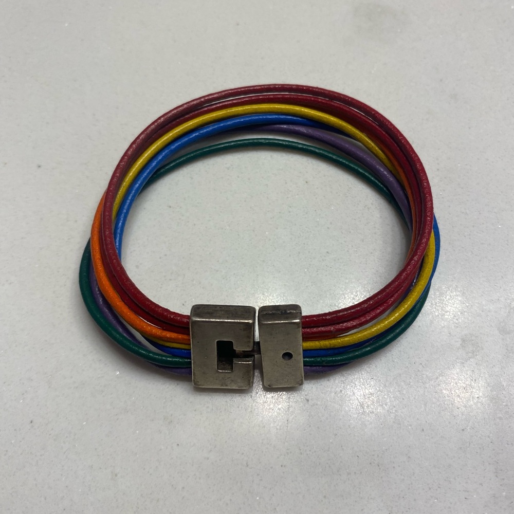 Rainbow leather bracelet